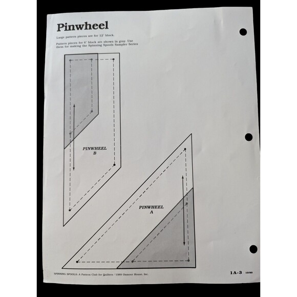 Spinning Spools Quilt Pattern Pinwheel + Uncut Flexible Plastic Template Toybox - Picture 3 of 3